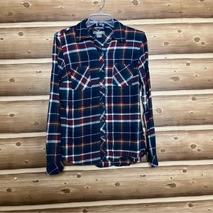 Natural reflection women long sleeve multicolor plaid shirt Sz M